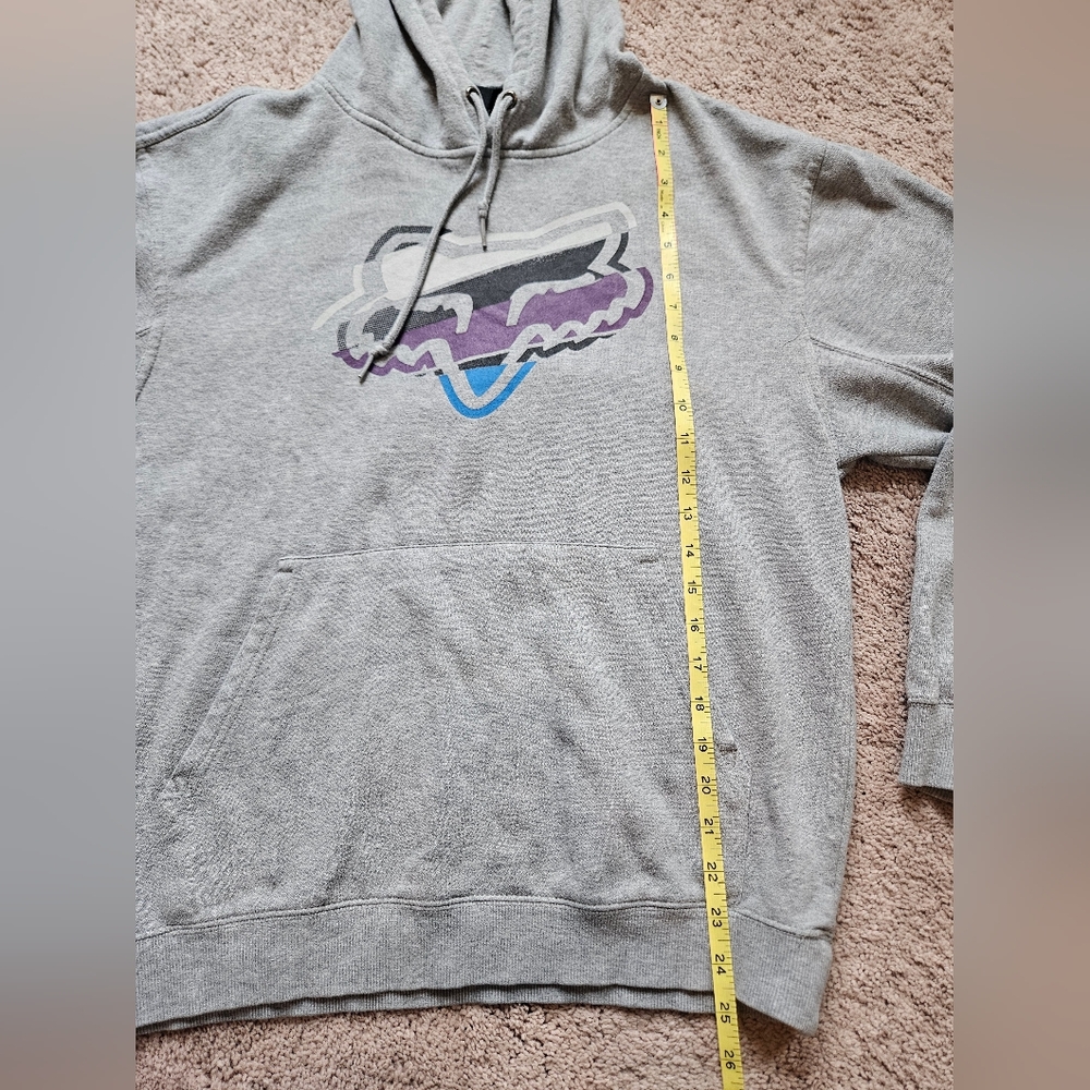 Vintage Fox Racing Grey Sweartshirt Hoodie With Purple Blue Logo Medium - Picture 5 of 5